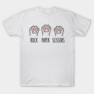 Funny Cat Rock Paper Scissors T-Shirt - Cute Kitten Paw Gamer Tee T-Shirt